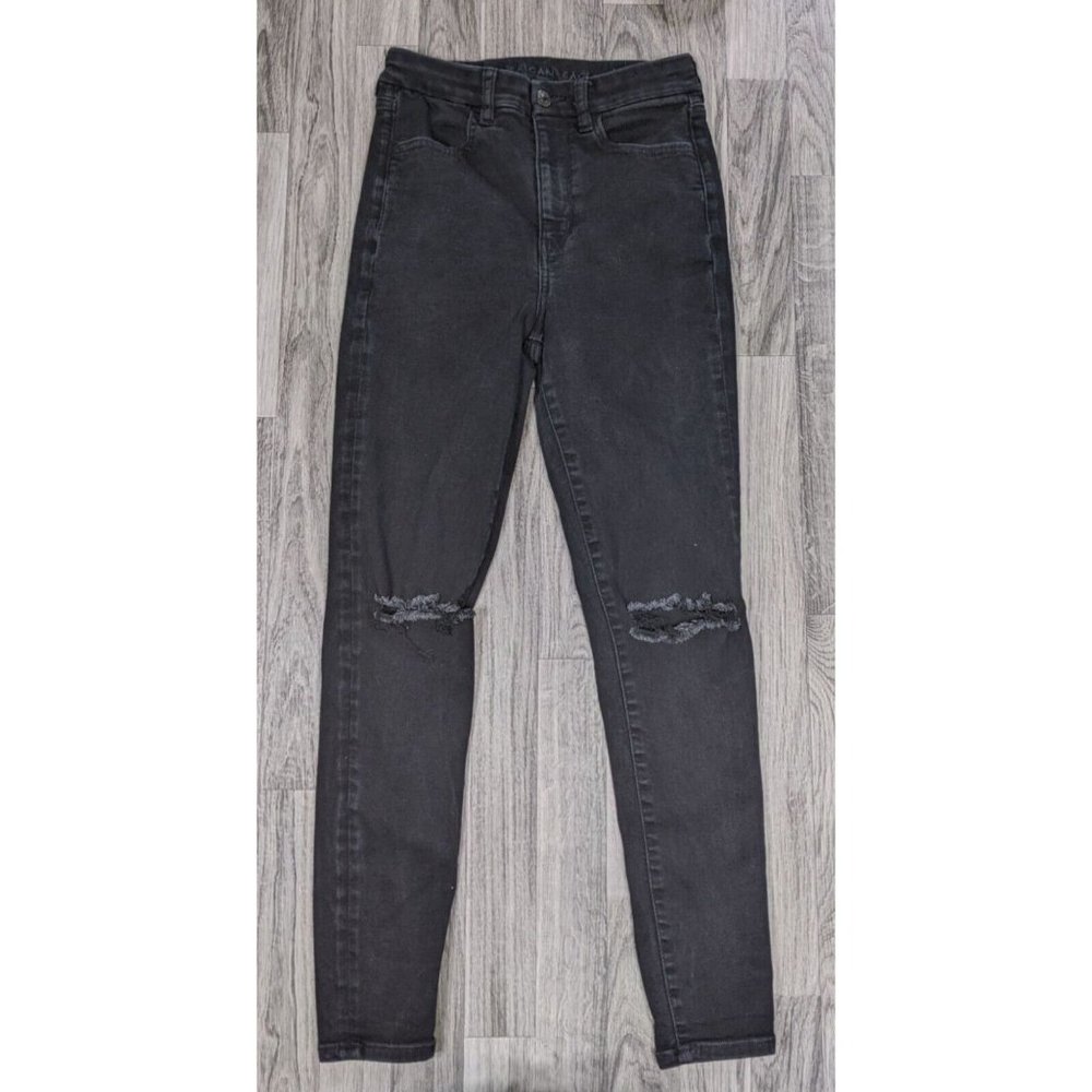 American Eagle Size 6 Regular Stretch Curvy High Rise Black Jeggings